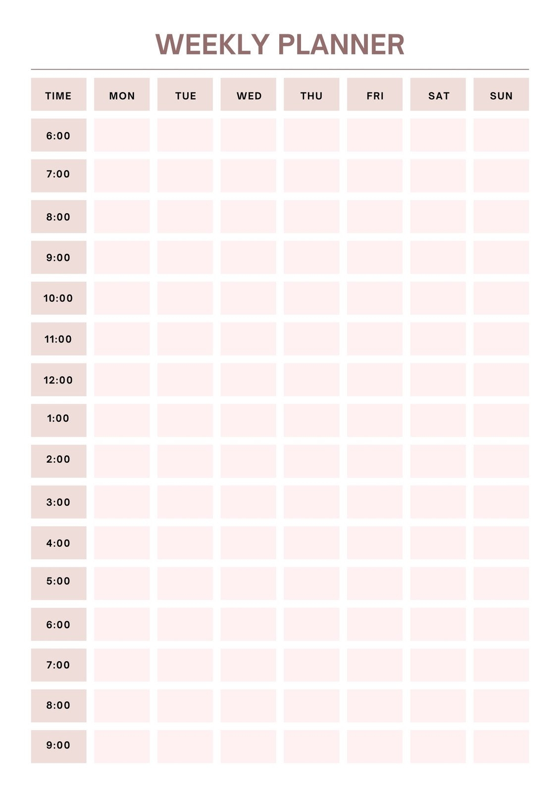 24 hour daily planner printable