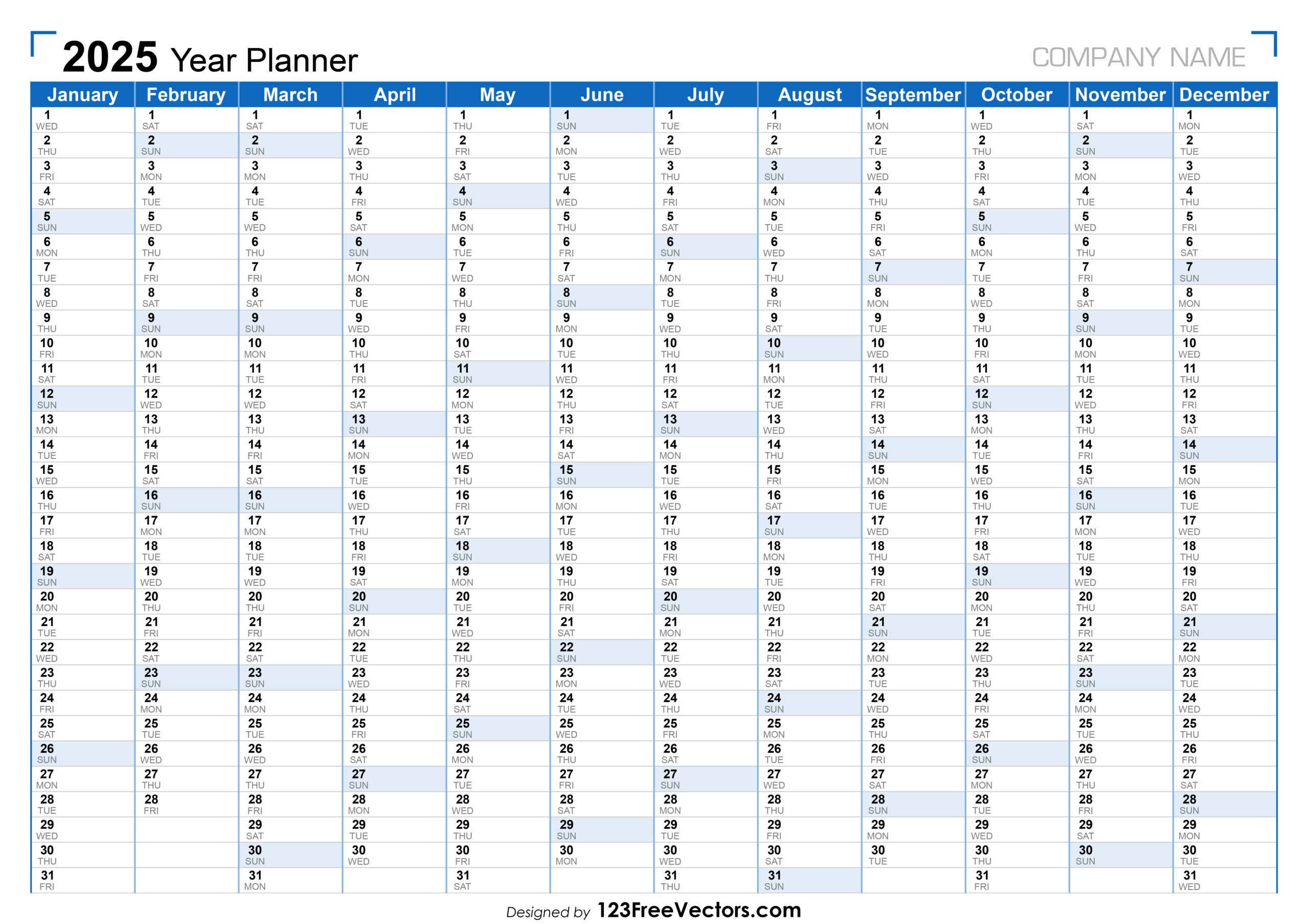 2025 year planner printable