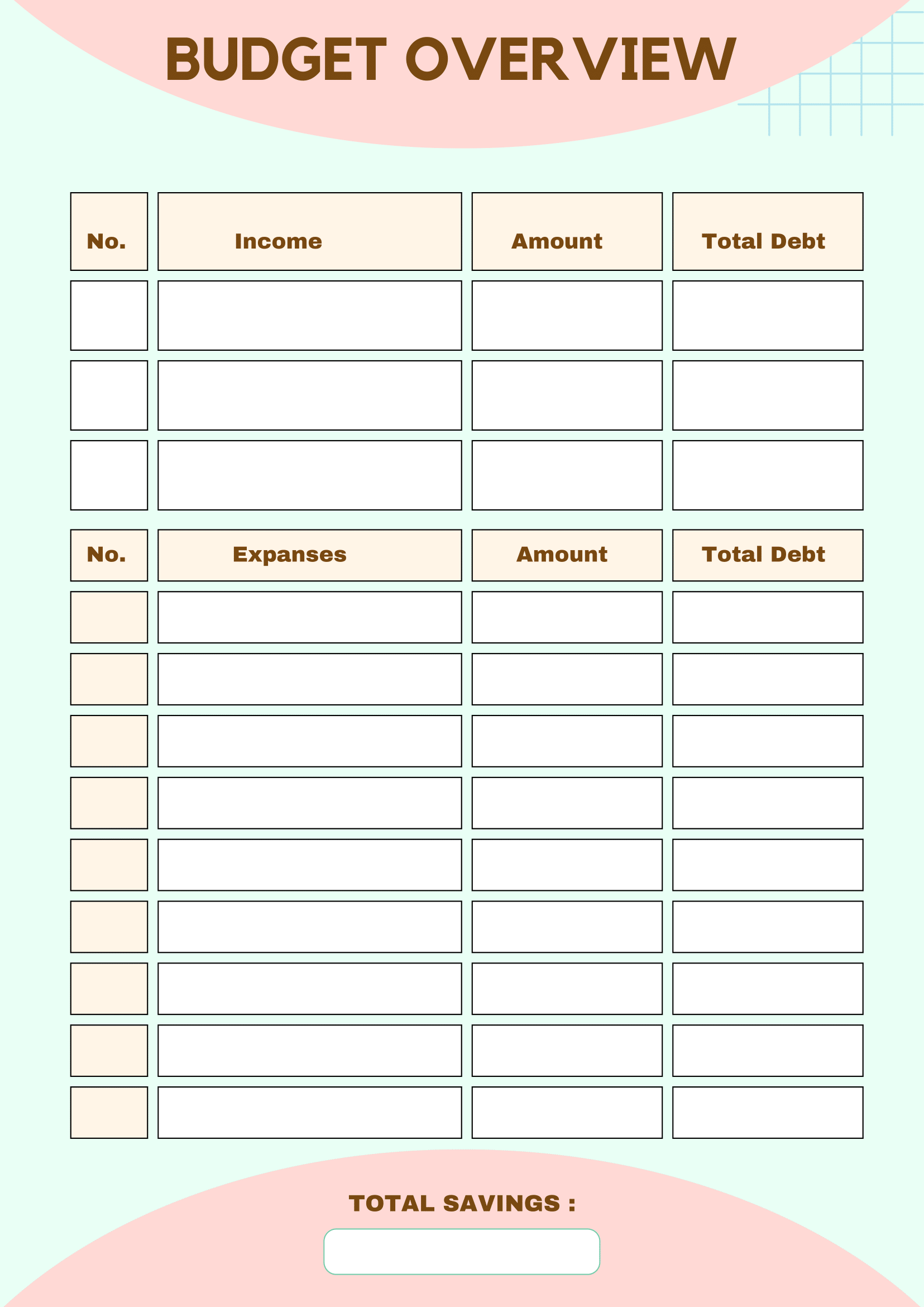 bill planner printable