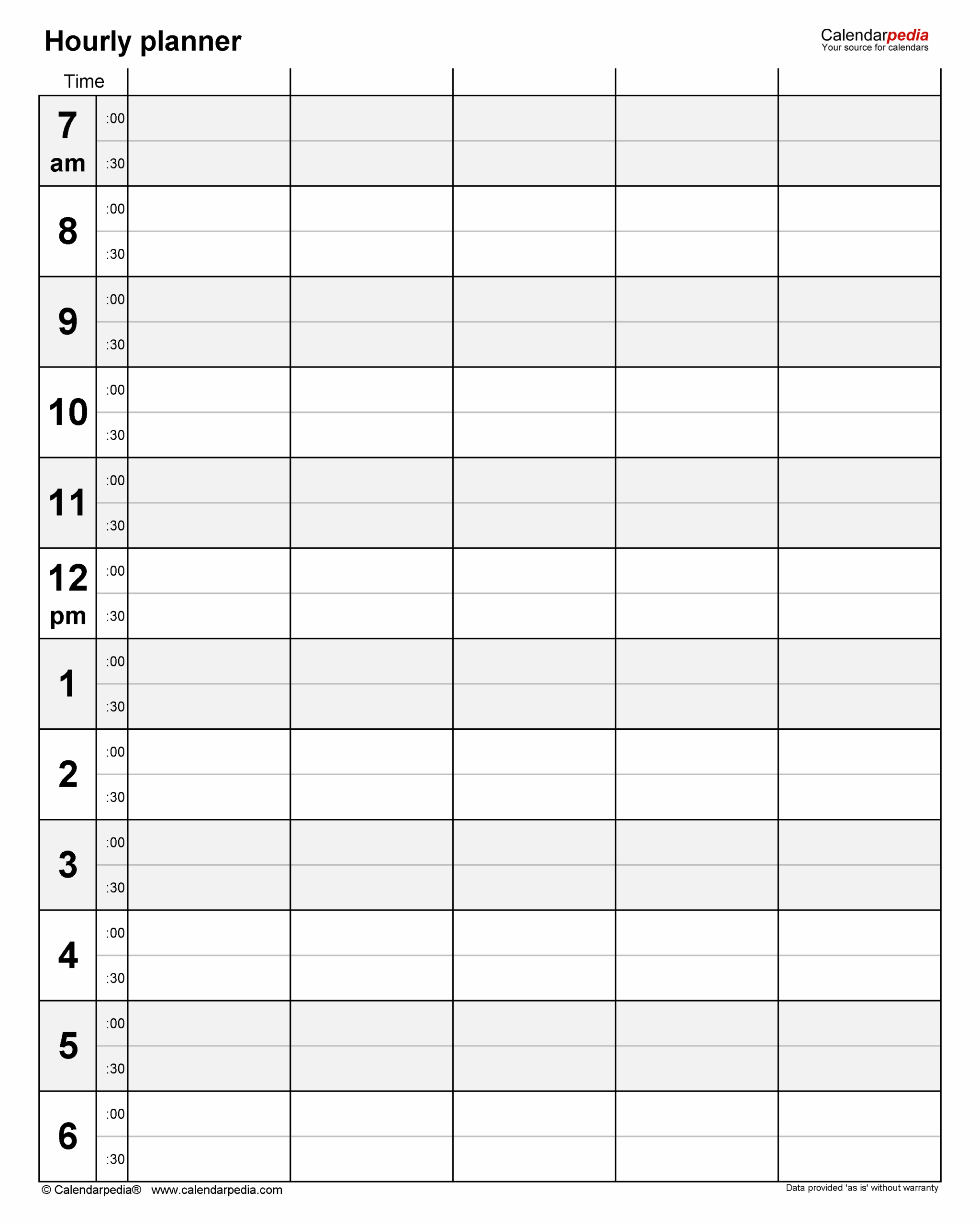 weekly hourly planner printable pdf free