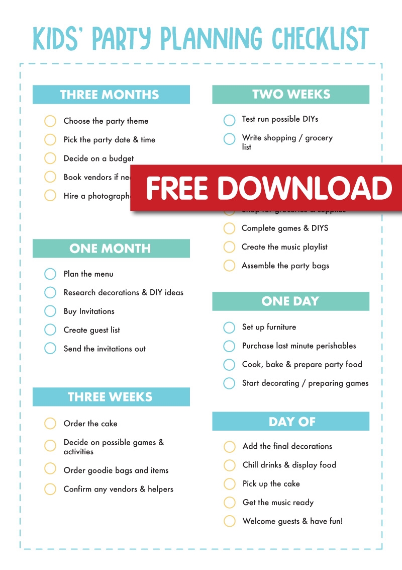 party planner checklist printable party planner checklist printable