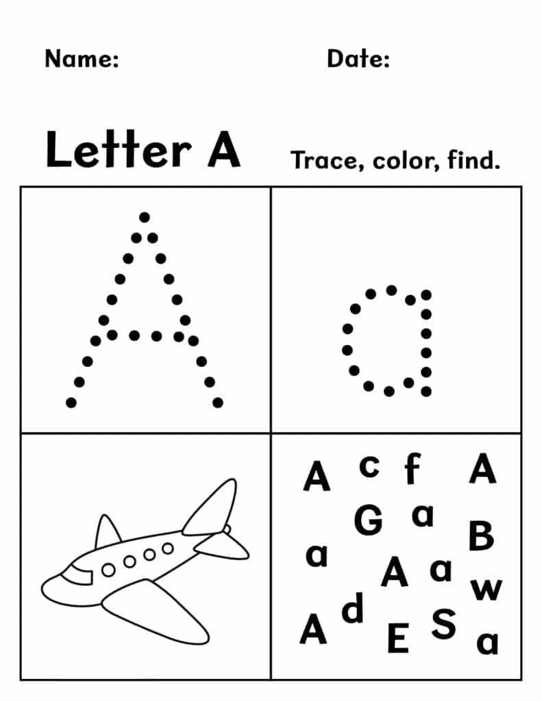 free printable a worksheets