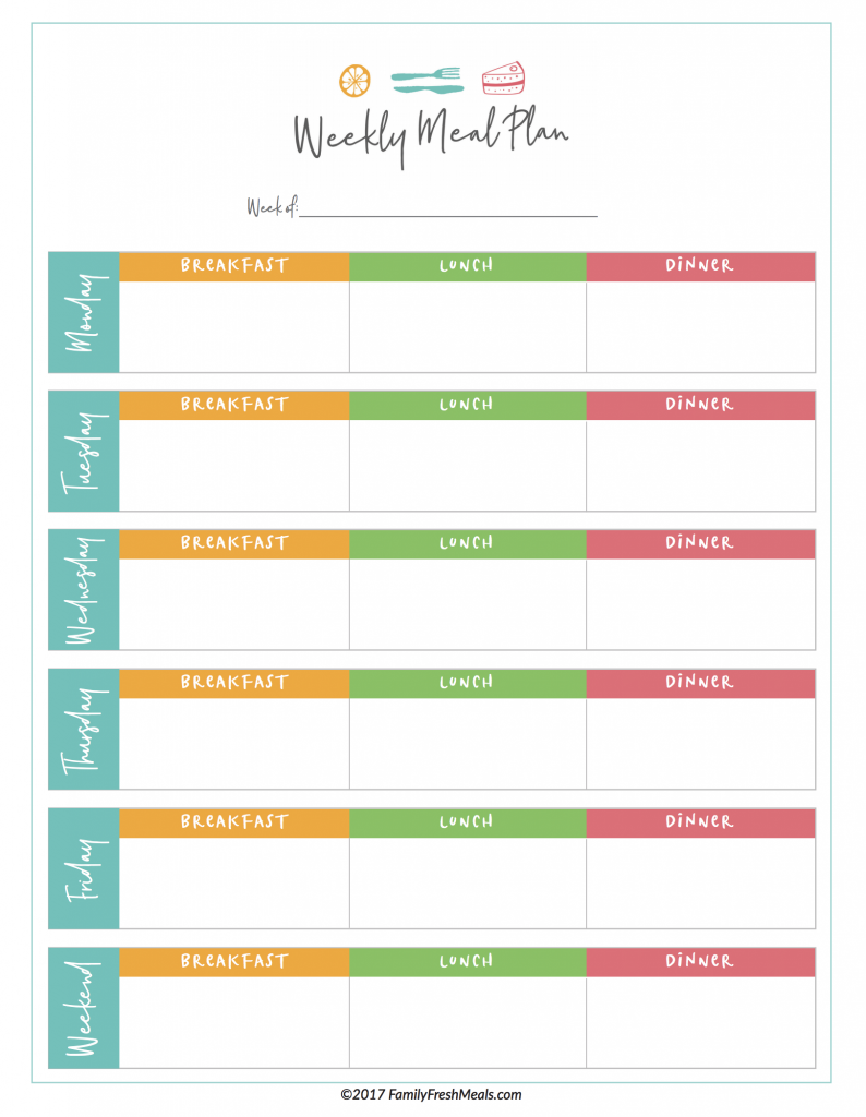 free printable weekly menu planner free printable weekly menu planner