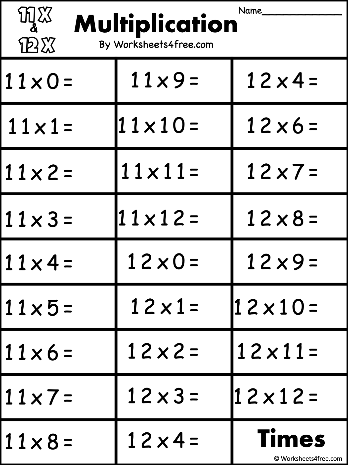 free multiplication worksheets printable