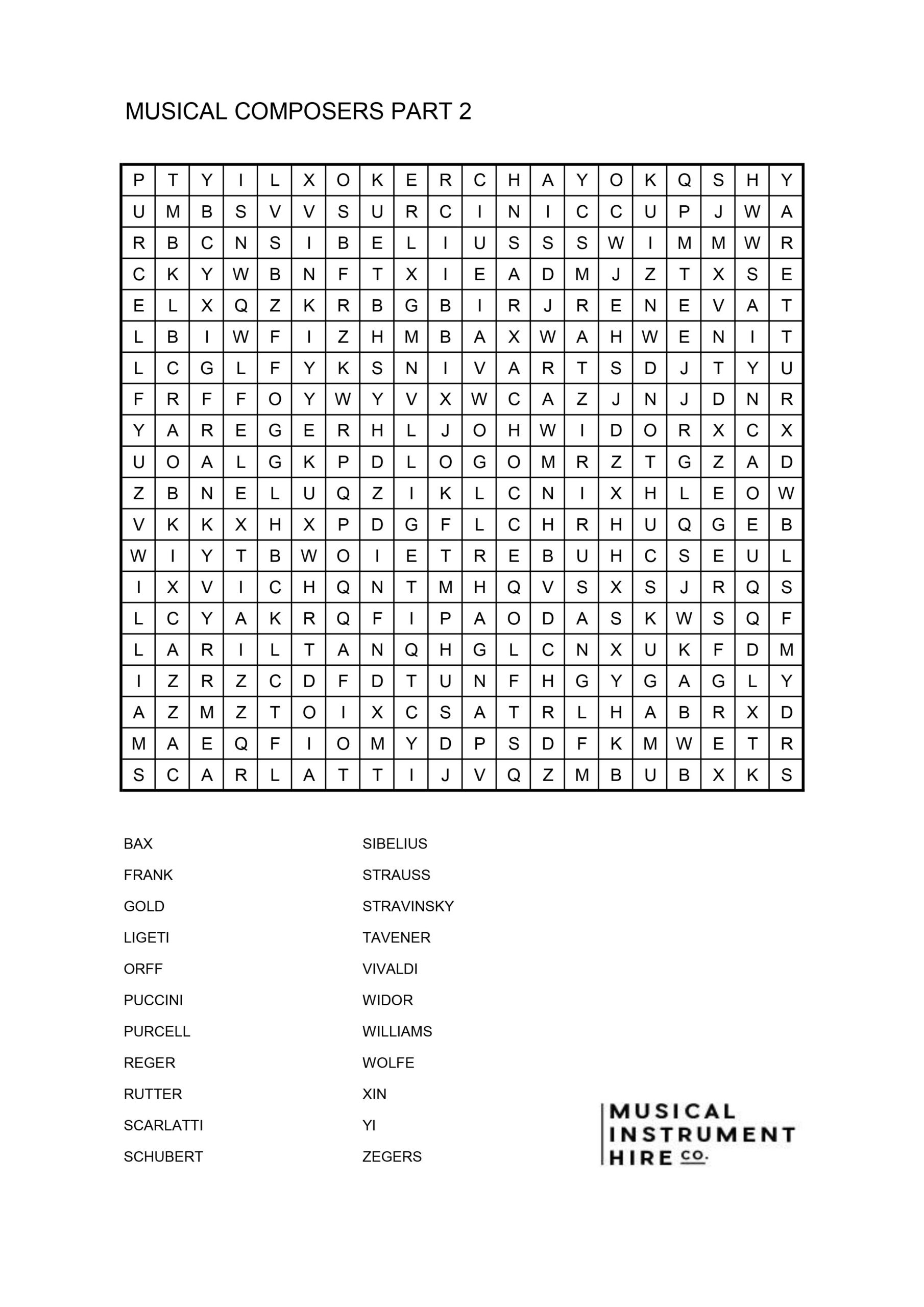 music crossword puzzles printable