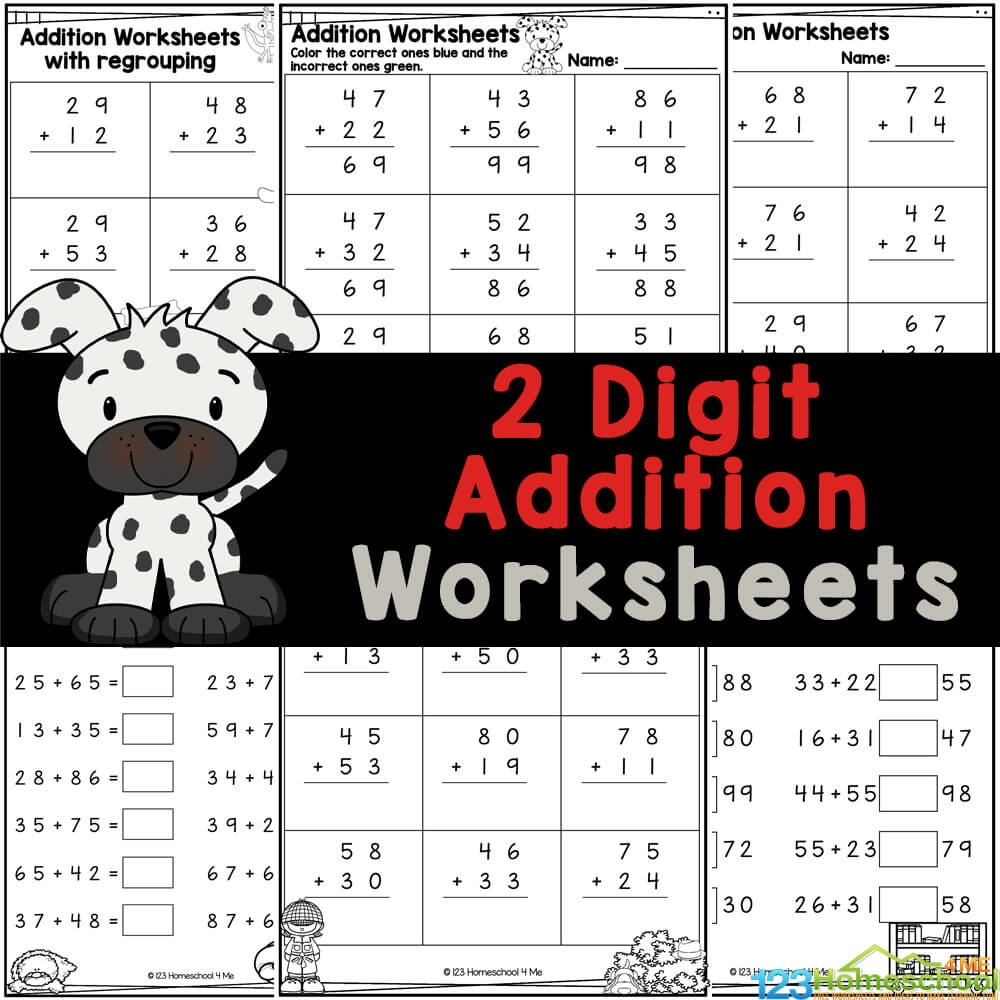 free printable adding worksheets