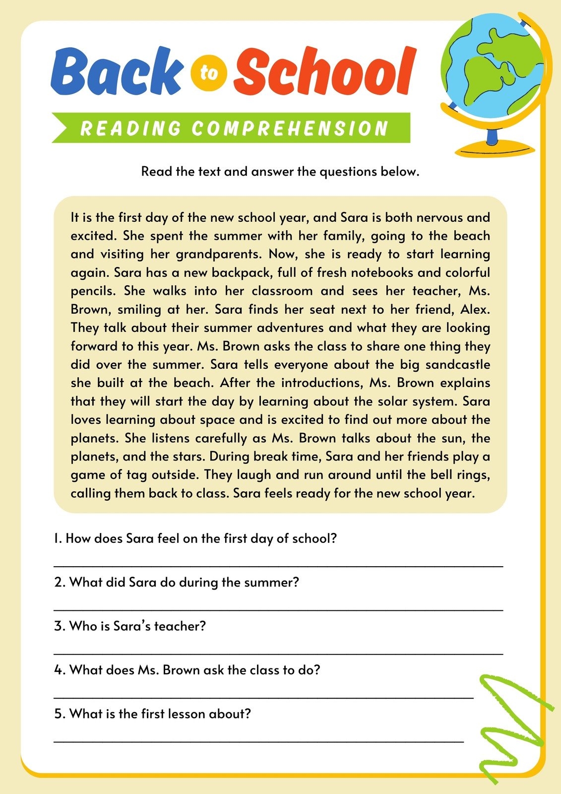 Free Printable 3rd Grade Reading Worksheet Templates Canva