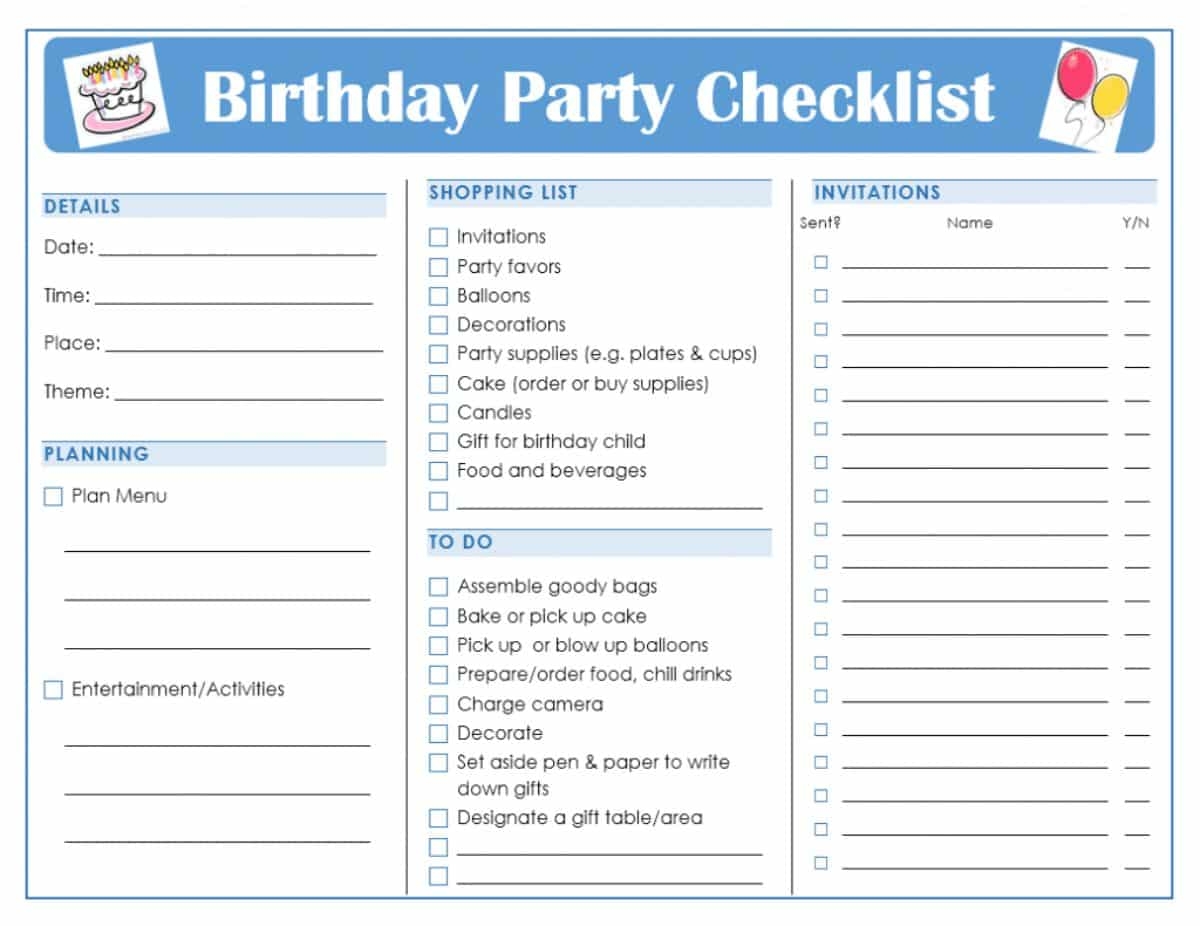 Free Printable Birthday Party Checklist Planning Guide Tips Free Printable Birthday Party Checklist Planning Guide Tips