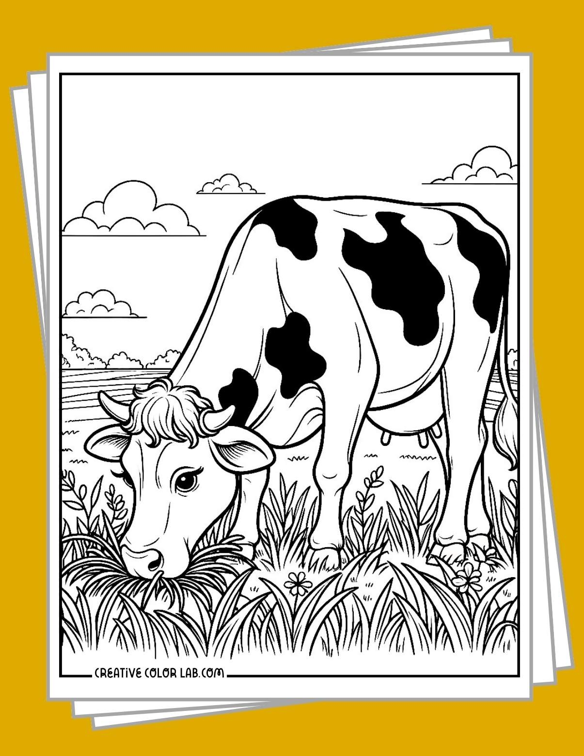 colouring page of a cow