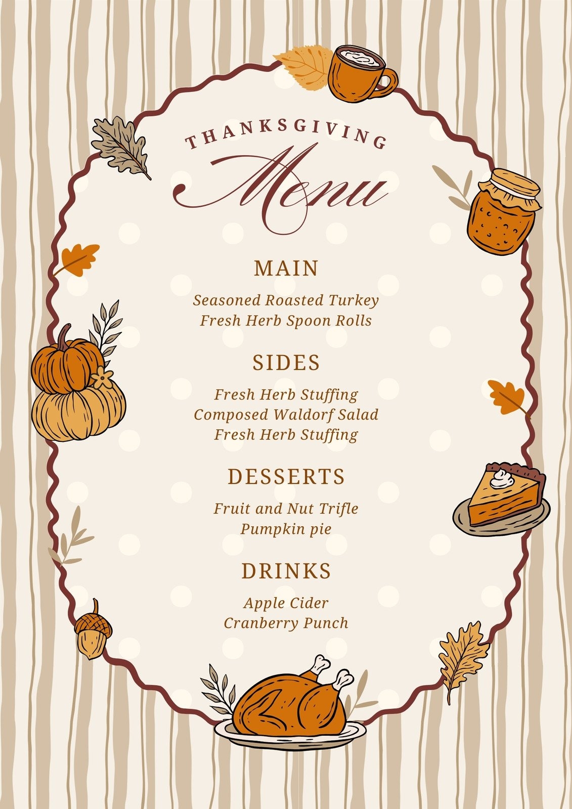 thanksgiving menu template