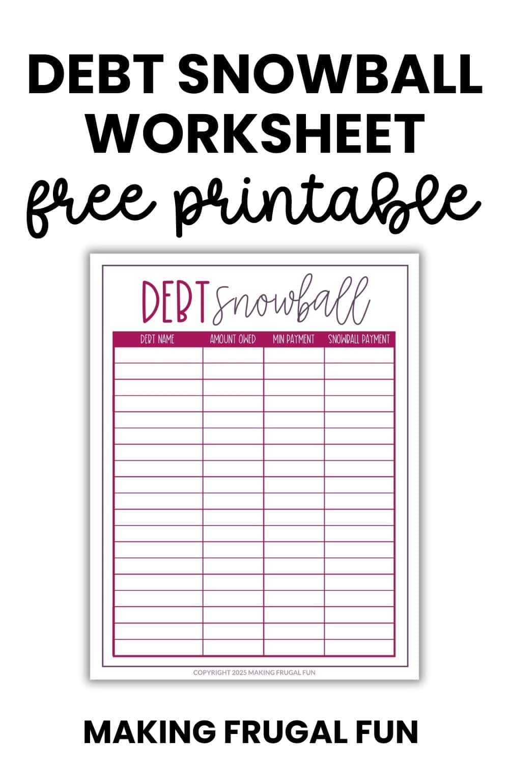 Free Printable Debt Snowball Worksheet Making Frugal FUN Free Printable Debt Snowball Worksheet Making Frugal FUN