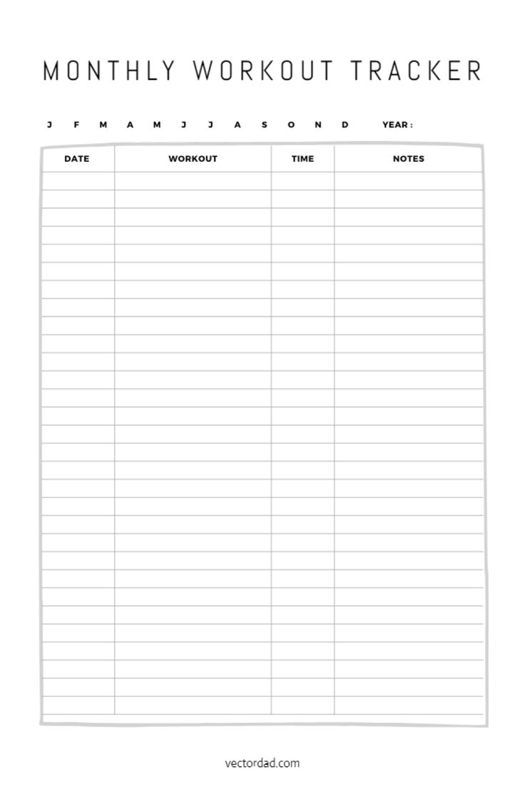 free printable workout planner