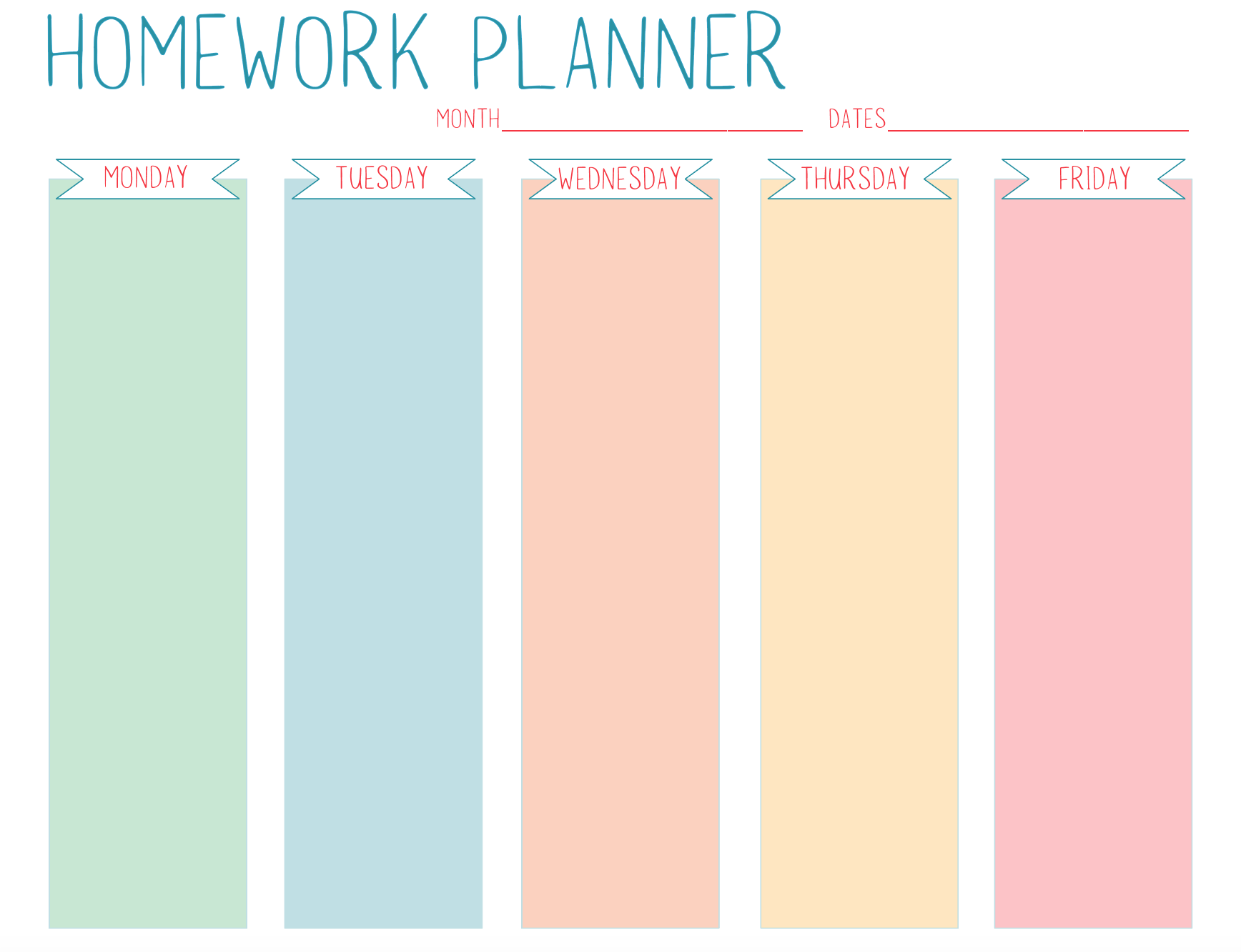 homework planner printable homework planner printable