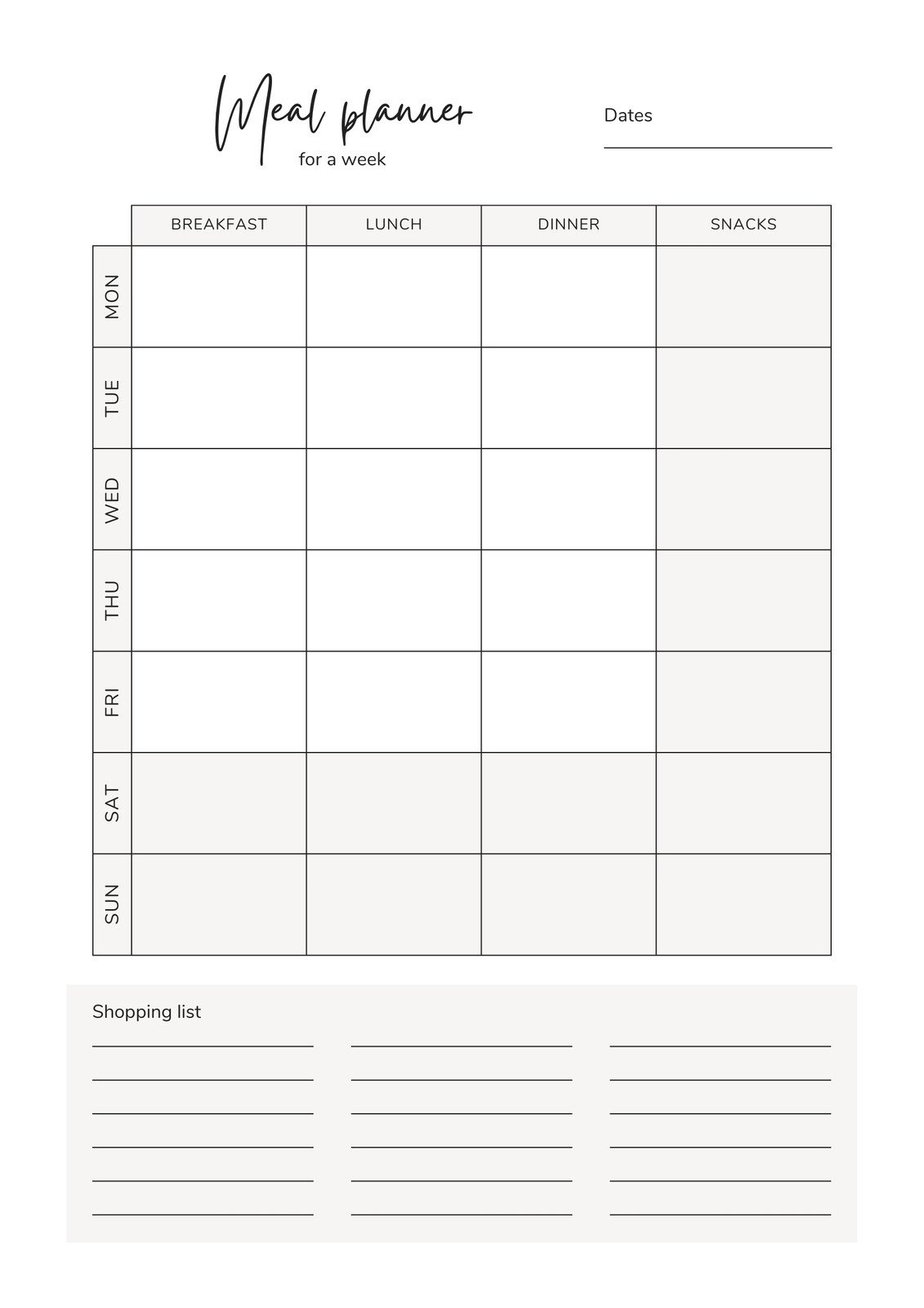 free printable grocery list and meal planner free printable grocery list and meal planner