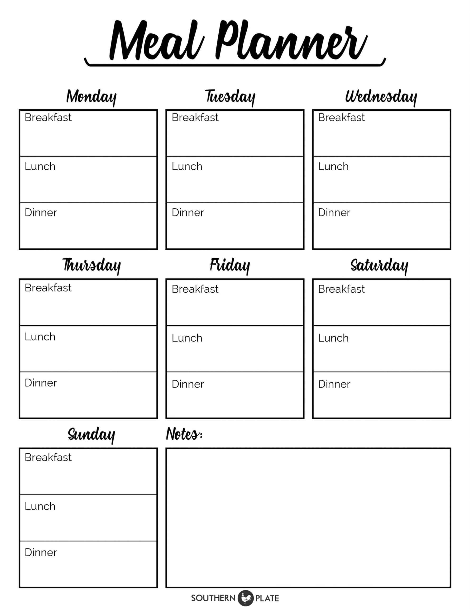 printable meal planner