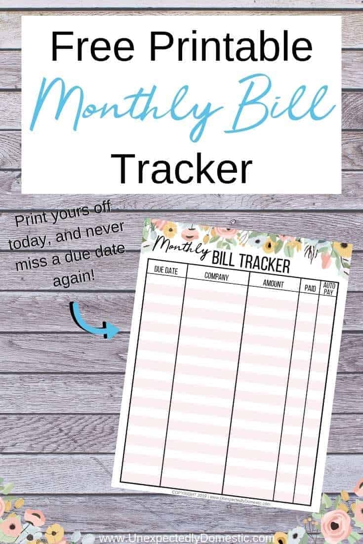 Free Printable Monthly Bill Tracker to Keep Track Of What s Due 