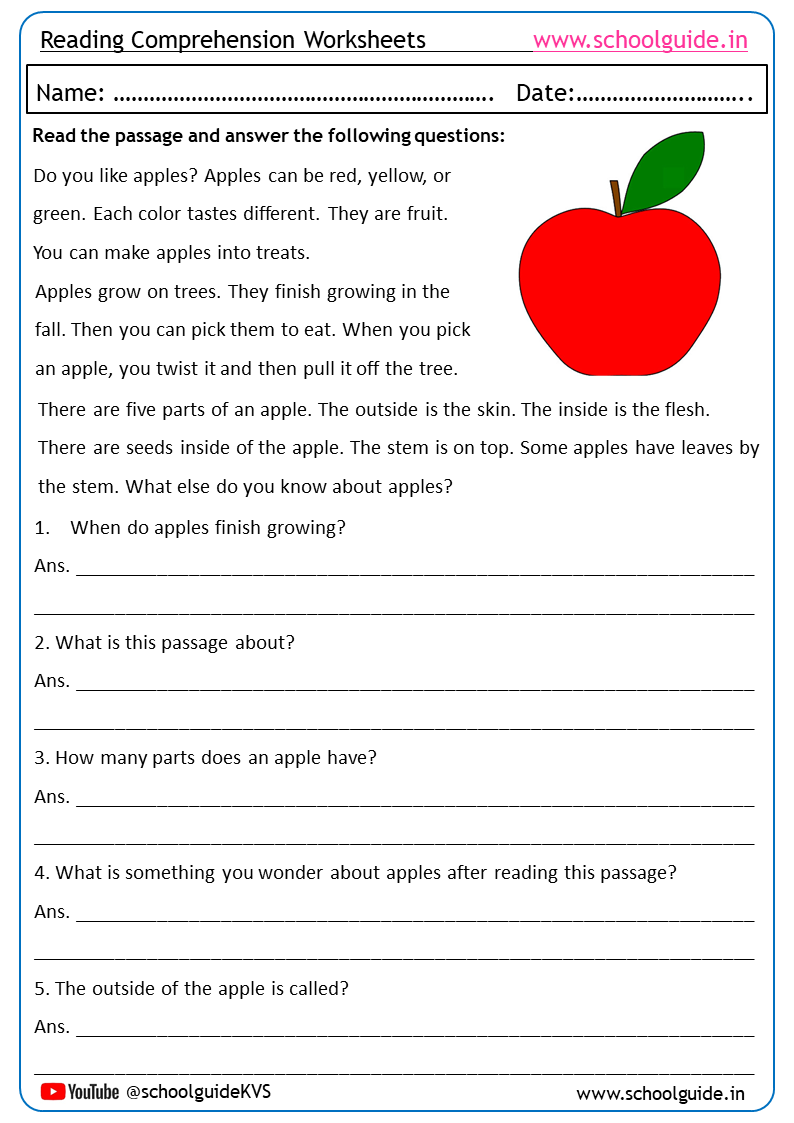 printable reading comprehension worksheets