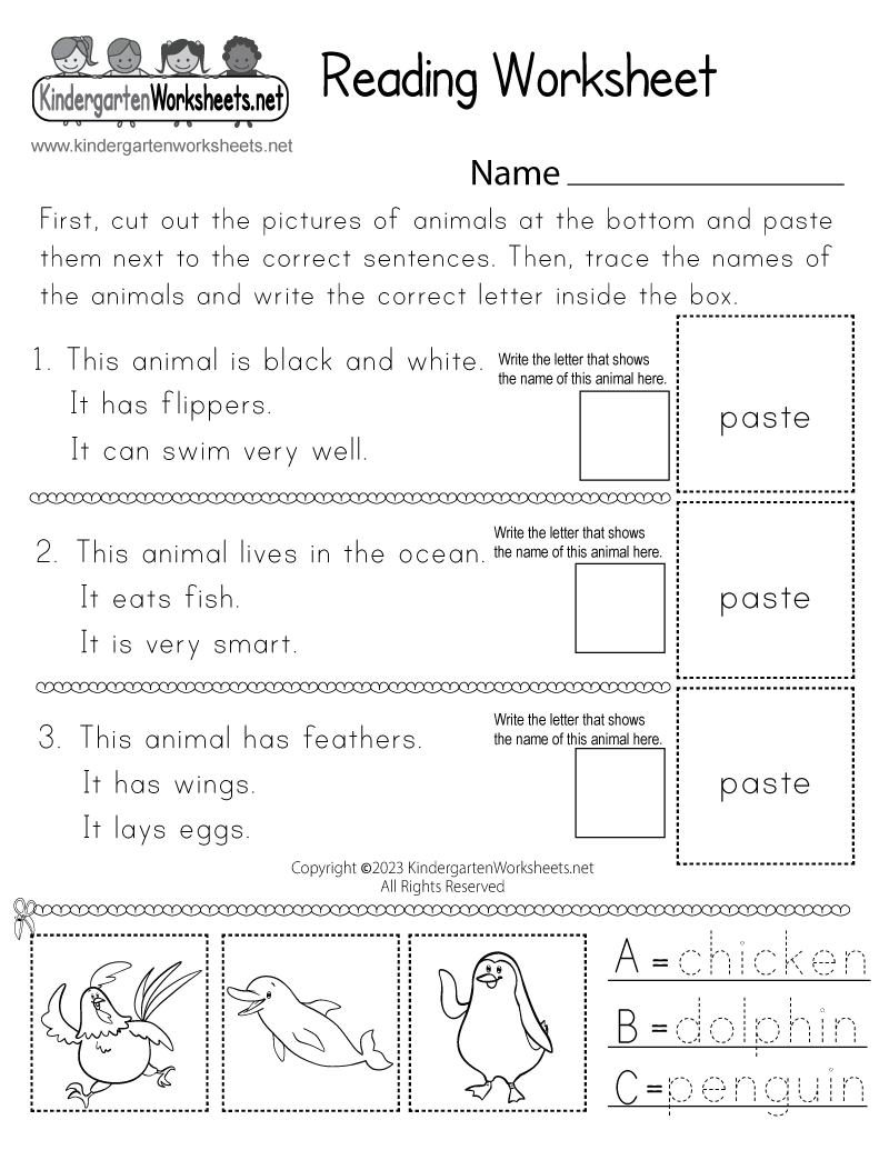 Free Printable Reading Worksheet
