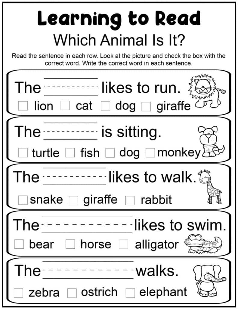 printable reading worksheets