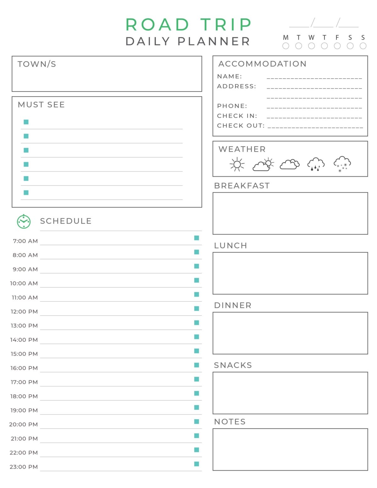 free printable trip planner