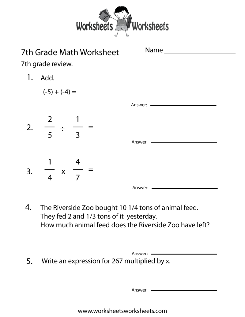 math worksheets for 7th graders free printable math worksheets for 7th graders free printable