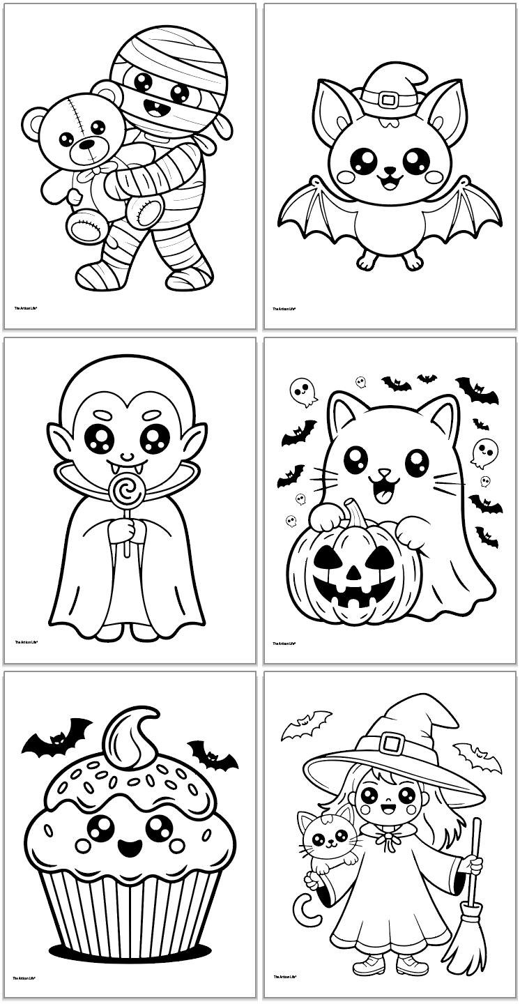 Free Printable Spooky Cute Halloween Coloring Pages The Artisan Life