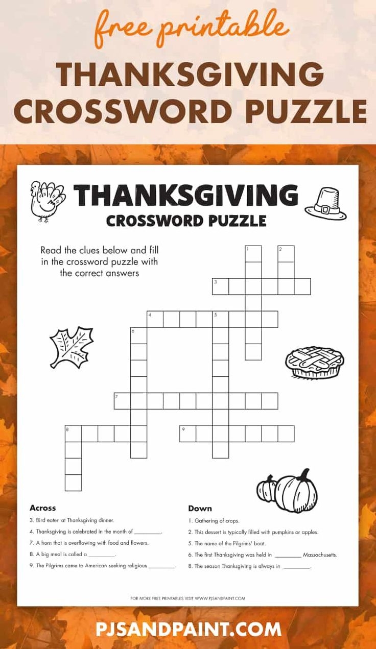 Free Printable Thanksgiving Crossword Puzzle