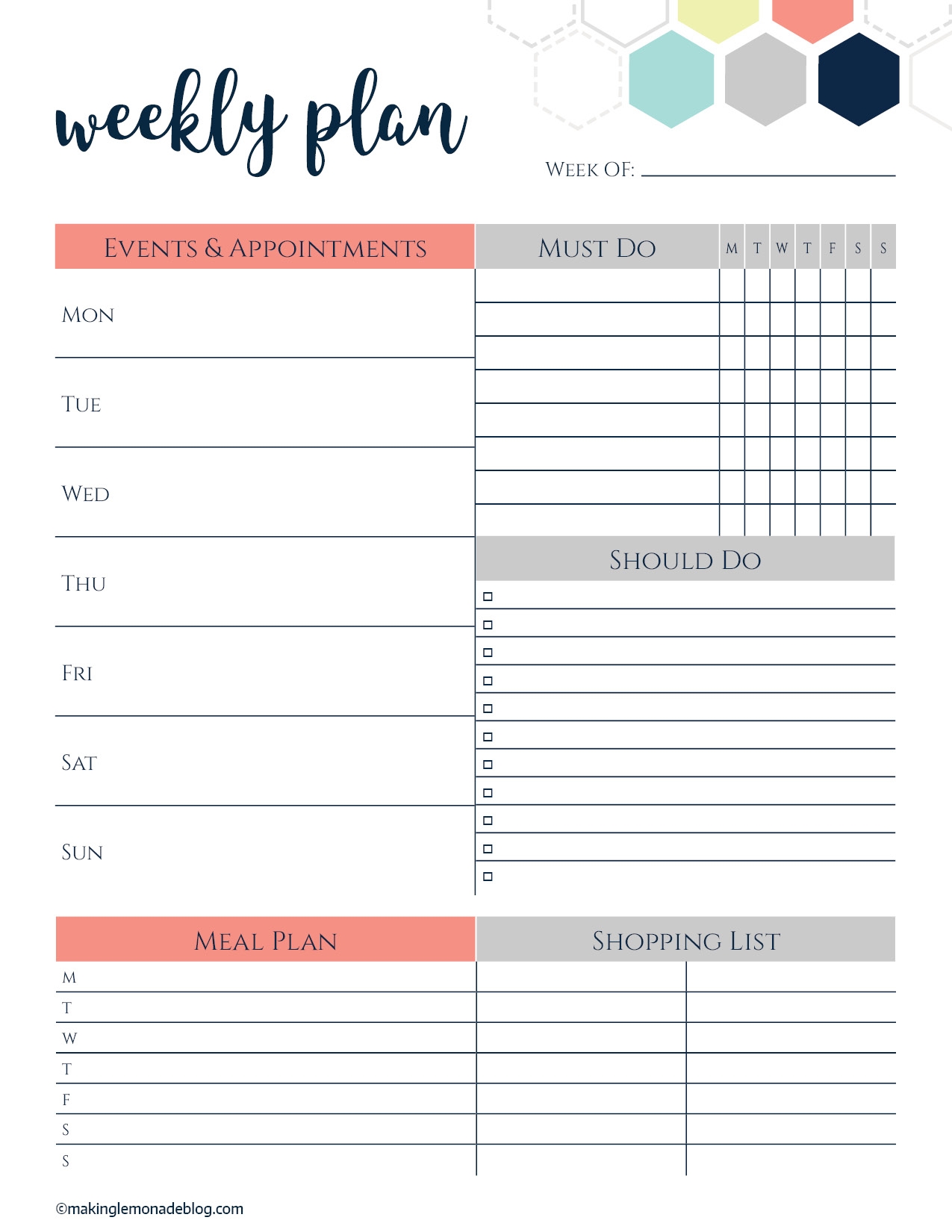 weekly planner printable pdf