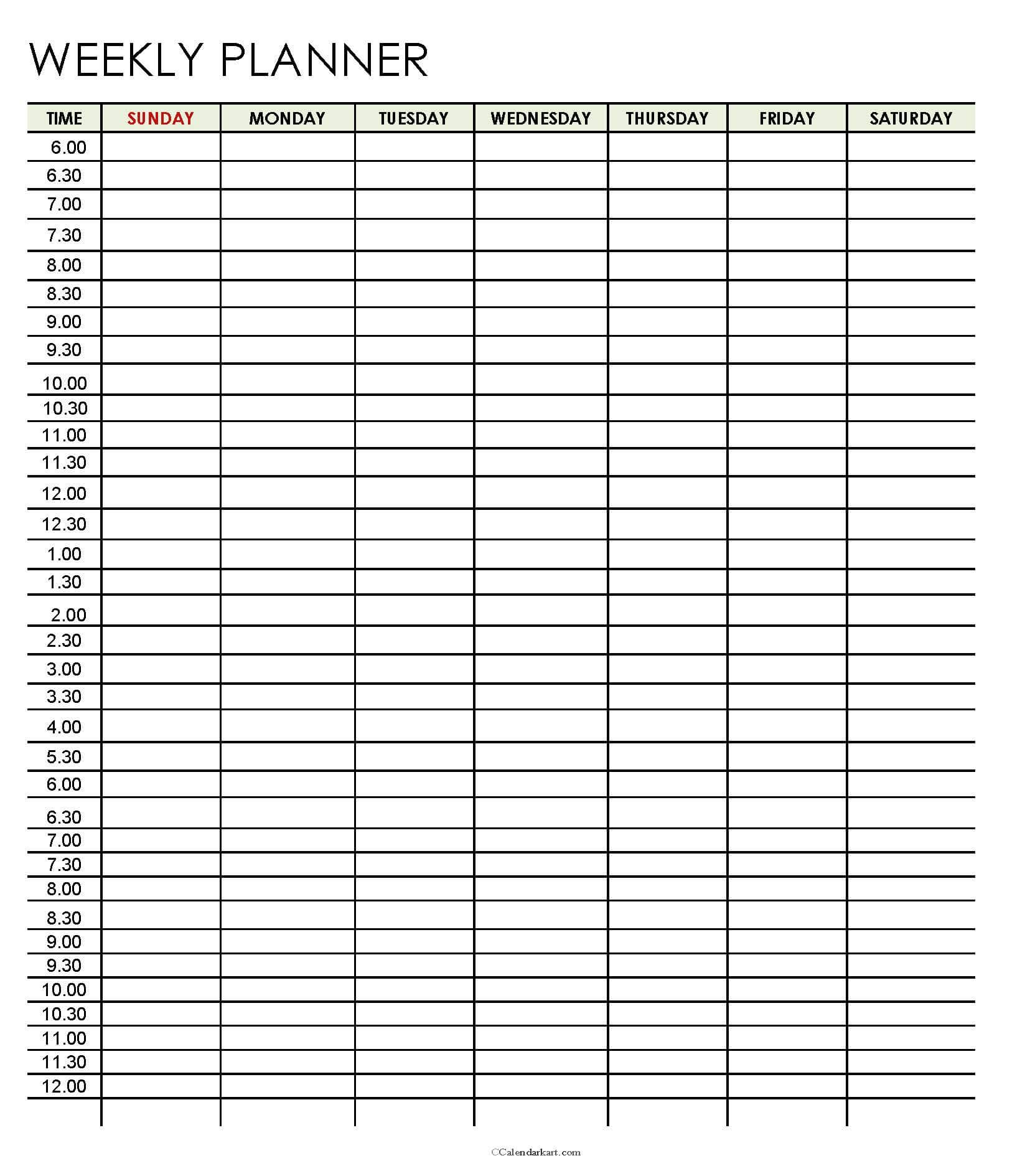 weekly hourly planner printable weekly hourly planner printable