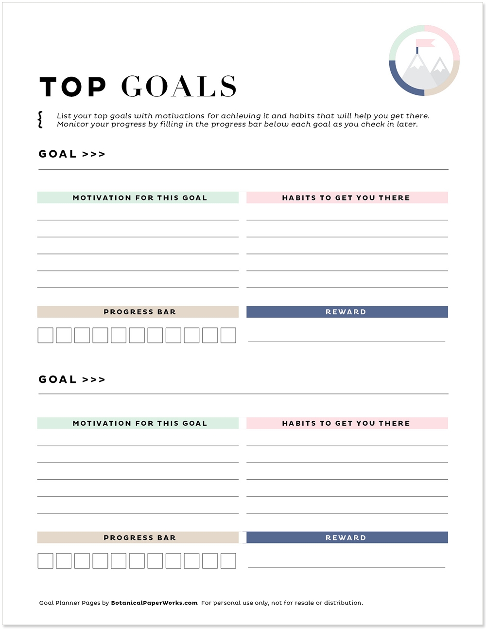 Free Printables Goal Project Planner Pages Botanical PaperWorks Free Printables Goal Project Planner Pages Botanical PaperWorks