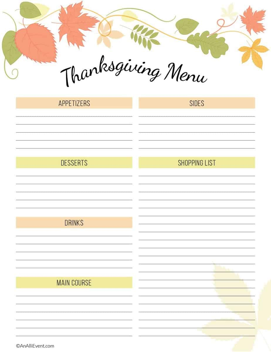 FREE Thanksgiving Planner Printable An Alli Event FREE Thanksgiving Planner Printable An Alli Event