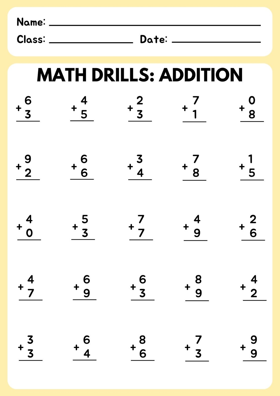 basic addition worksheets free printable