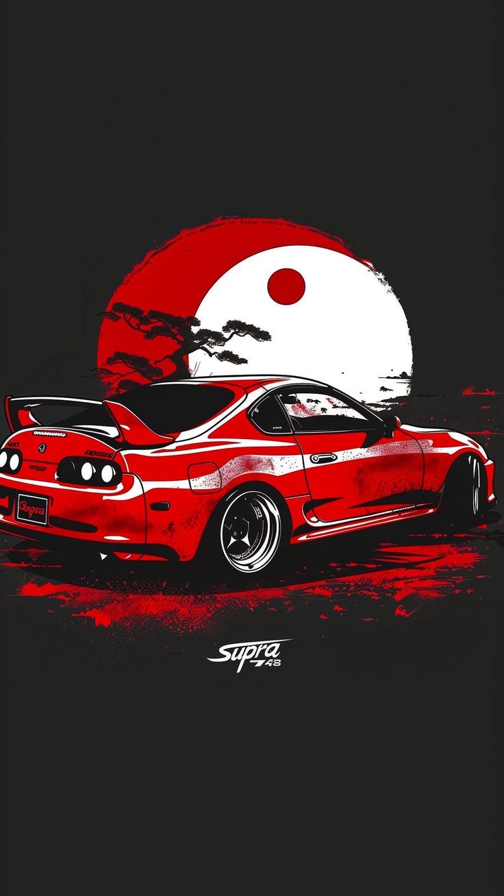 Free Wallpapers 4K Car Supra Moon Inscription Red Black For Mobile And Desktop
