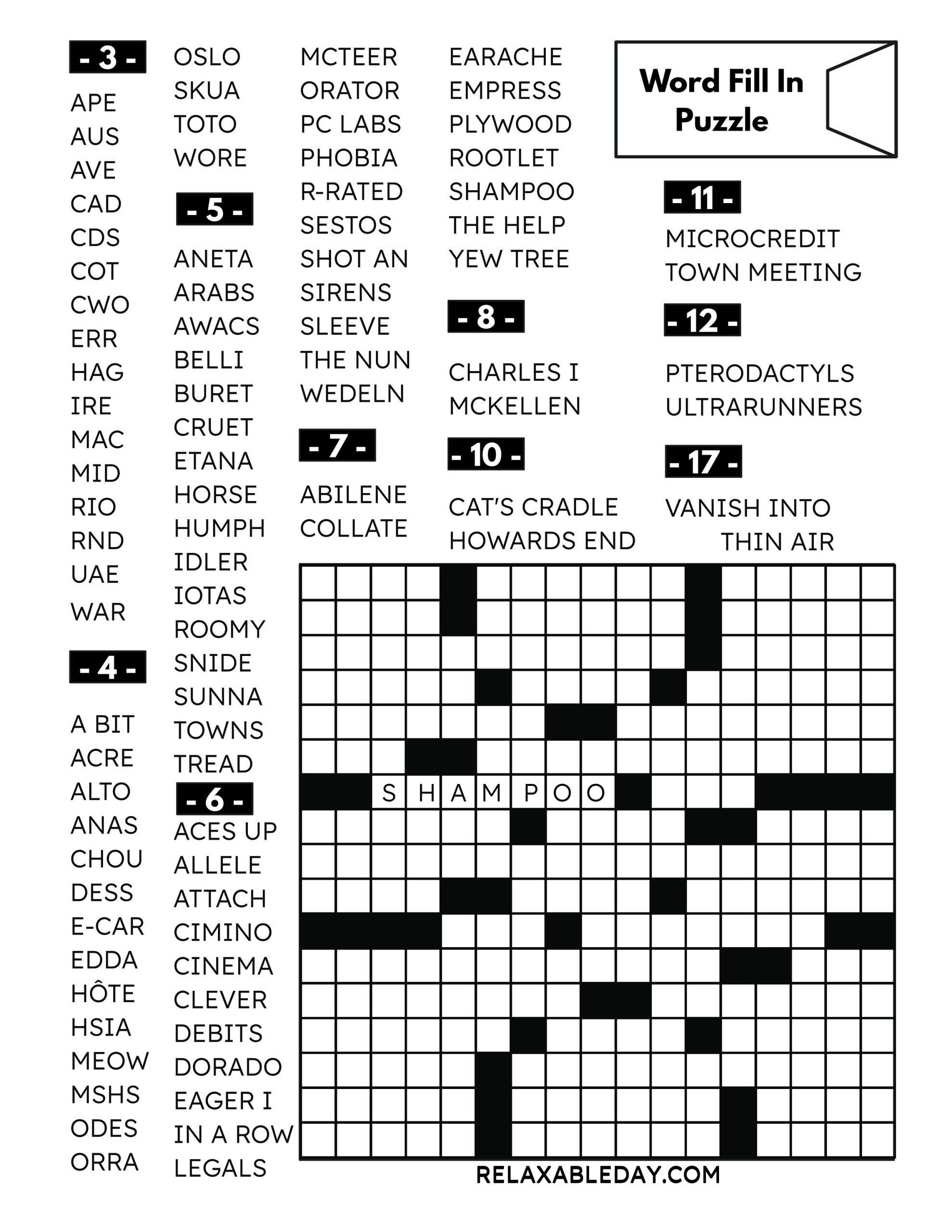 printable crossword fill in puzzles printable crossword fill in puzzles