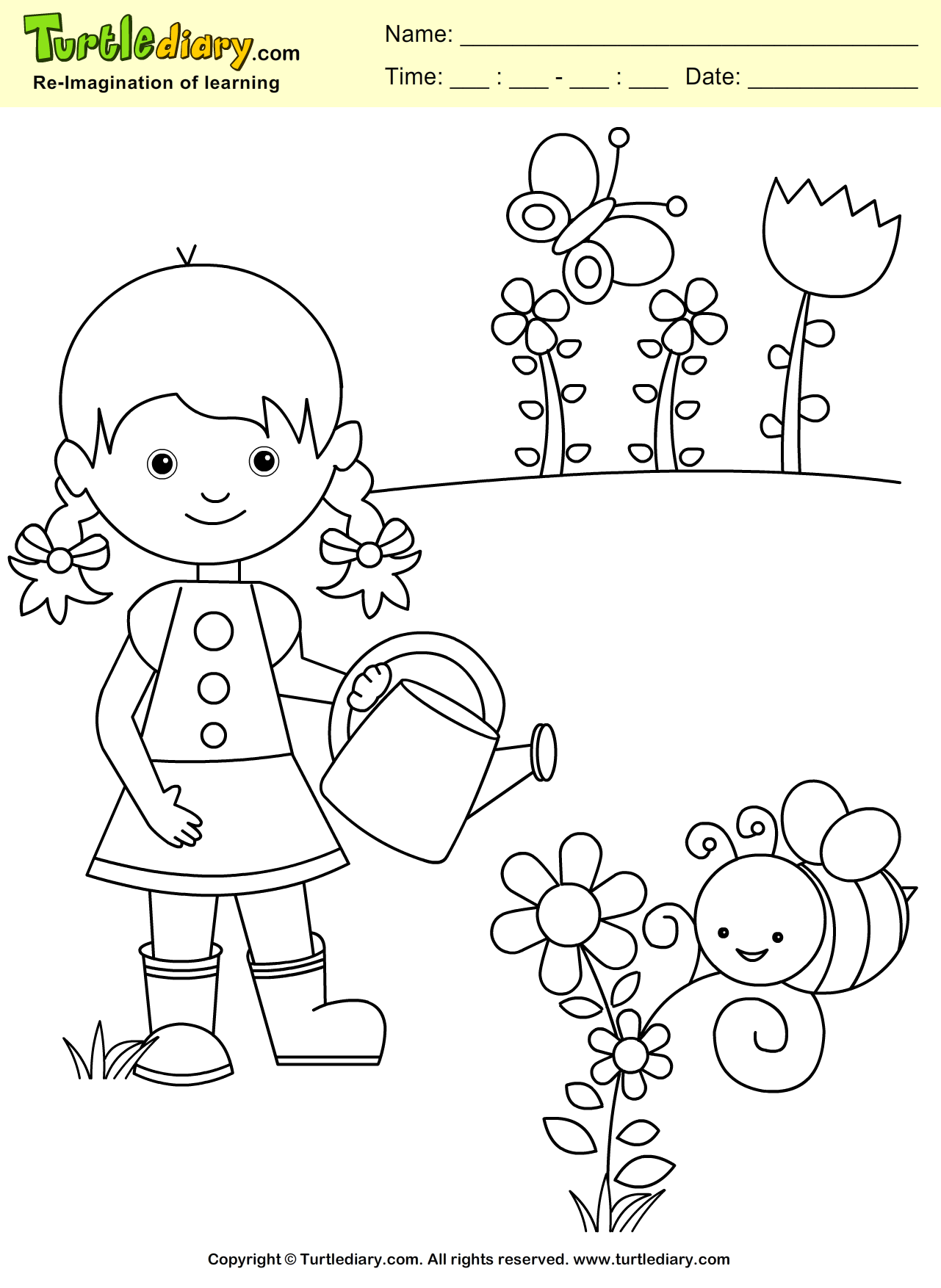 garden colouring in pages