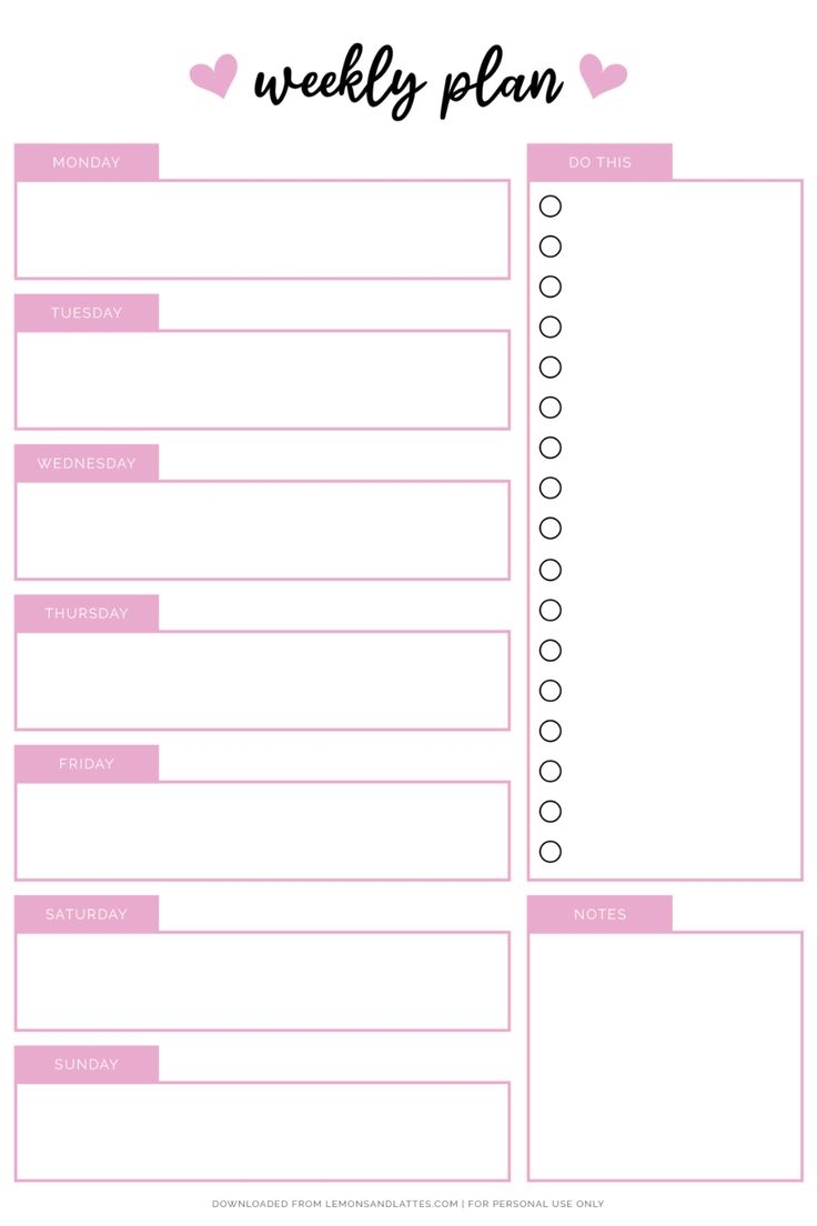 Girly And Cute Free Printable Weekly Planner Girly And Cute Free Printable Weekly Planner