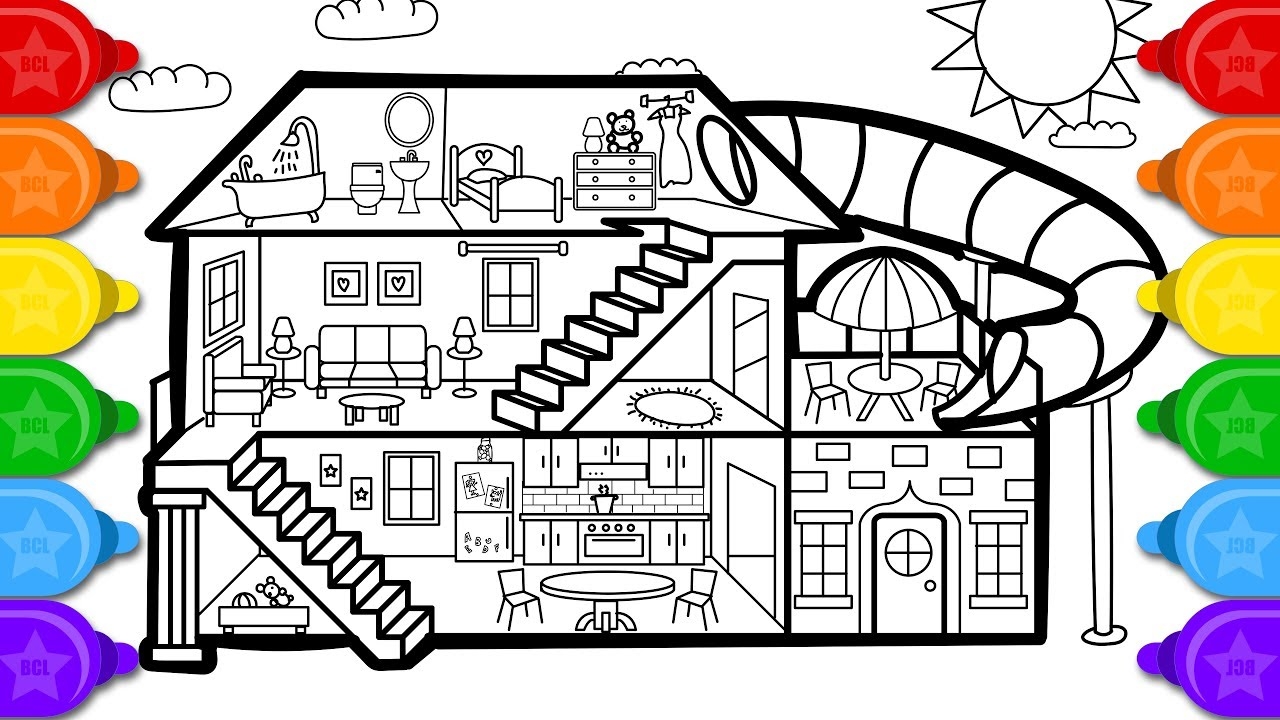 Glitter House Coloring And Drawing For Kids How To Draw A Glitter House Coloring Page YouTube