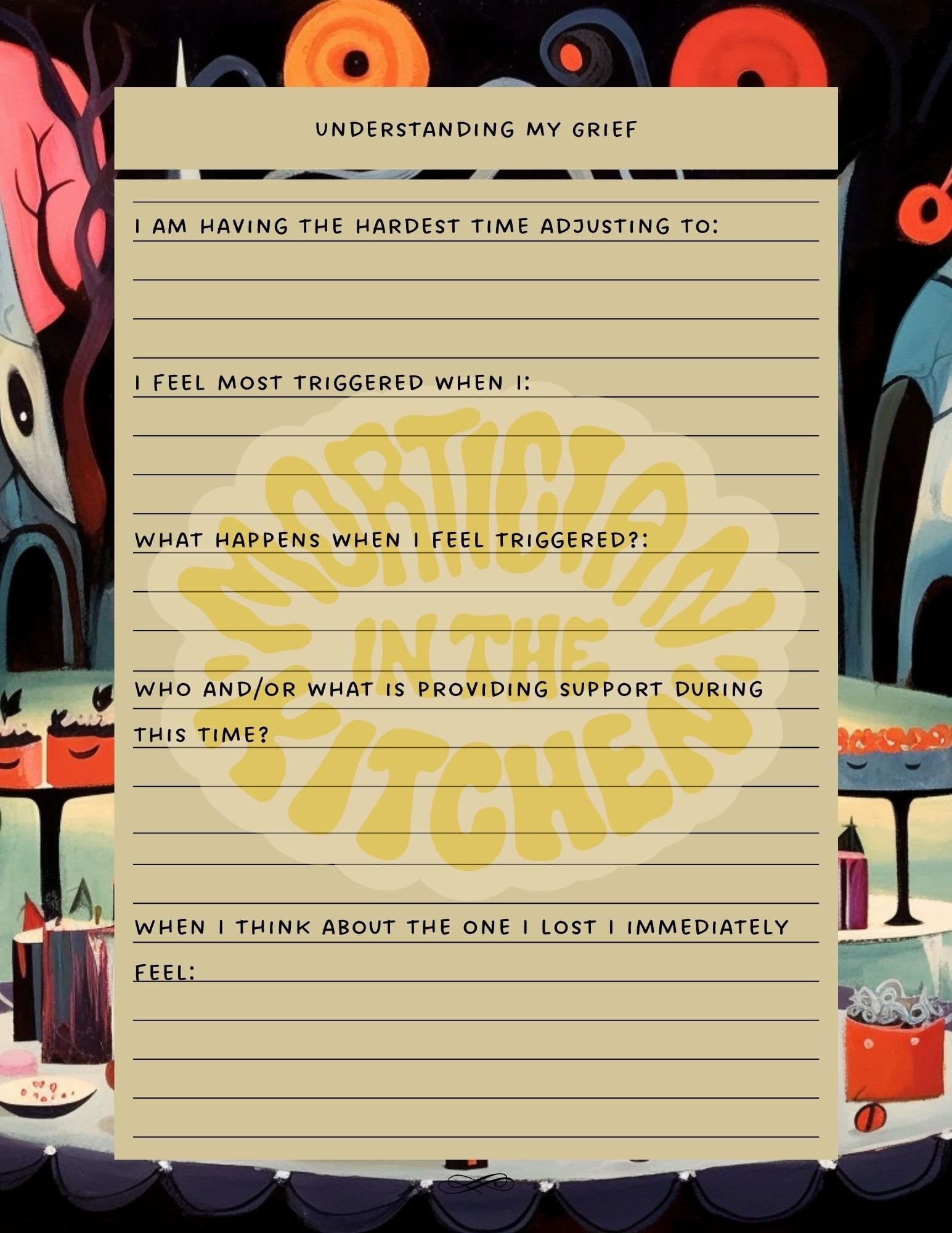 Grief Worksheets Mortician In The Kitchen