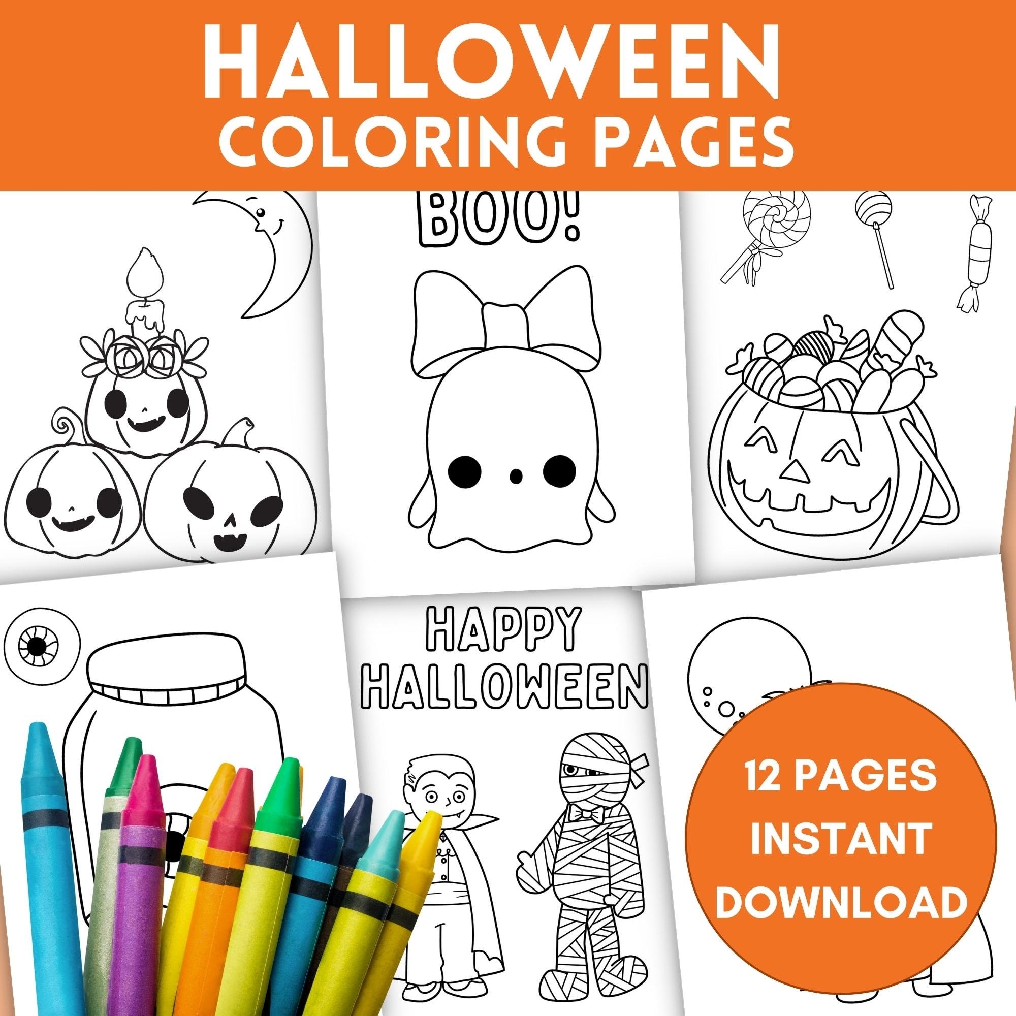 Halloween Coloring Pages Kids Halloween Coloring Sheets Halloween Activity Coloring Pages Toddler Coloring Printable Coloring Pages 12 Etsy