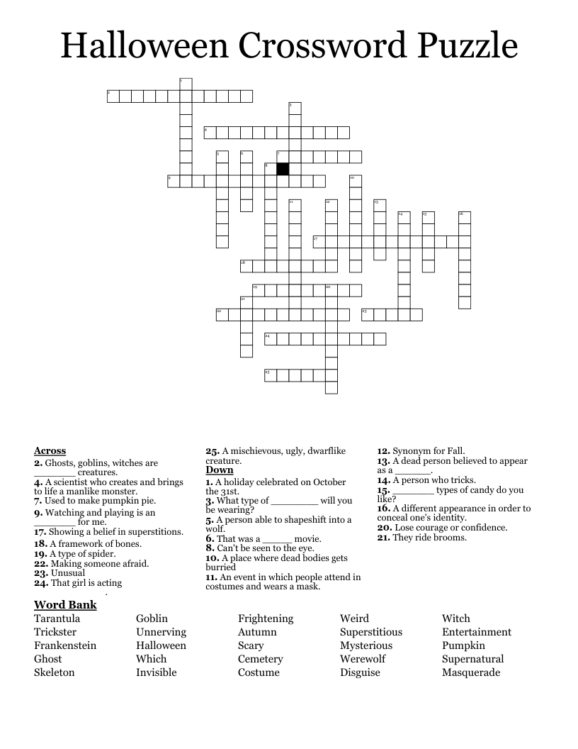 halloween printable crossword puzzles halloween printable crossword puzzles
