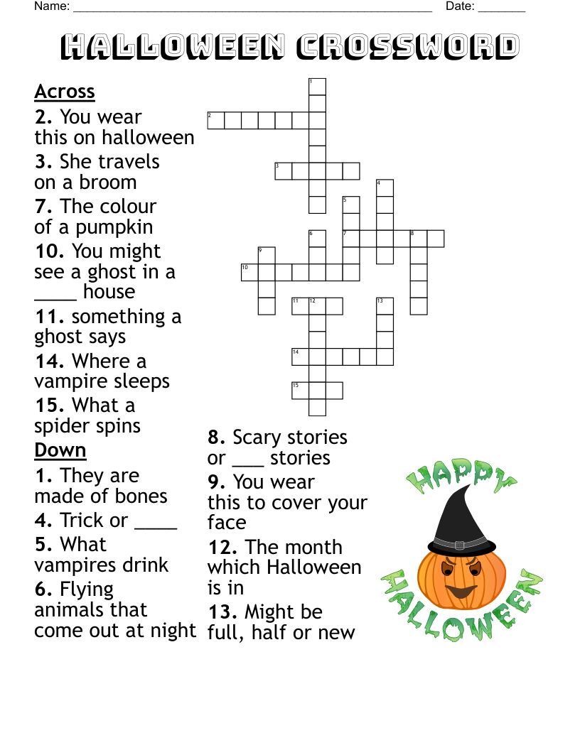 Halloween Crossword WordMint Halloween Crossword WordMint