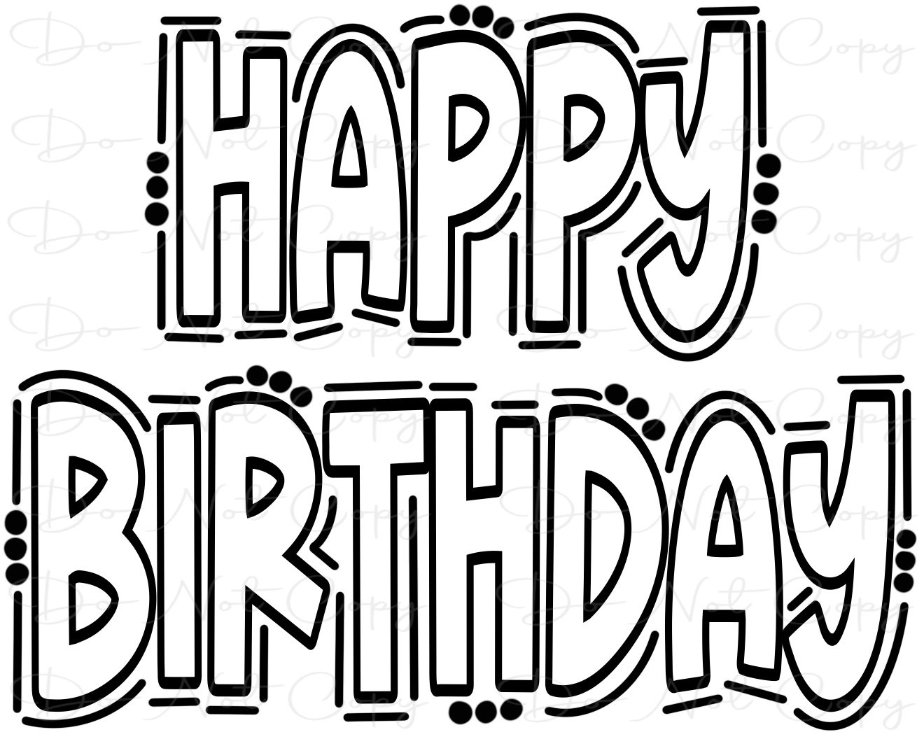 Happy Birthday Doodle Letters Transparent Background Sublimation PNG And SVG Digital Artwork Etsy