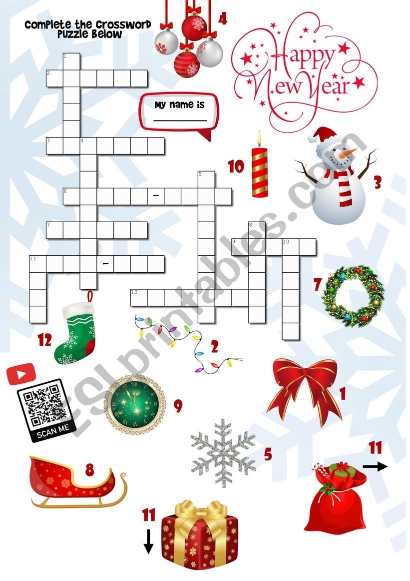 Happy New Year Crossword Puzzle ESL Worksheet By Aert Happy New Year Crossword Puzzle ESL Worksheet By Aert