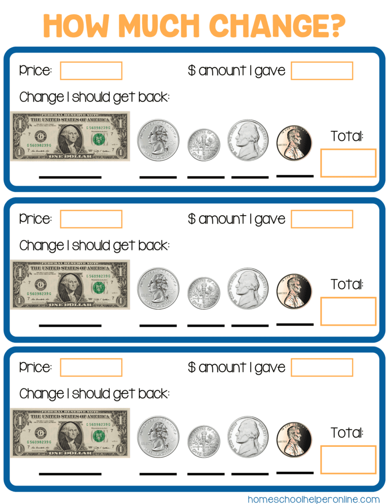 free printable money math worksheets
