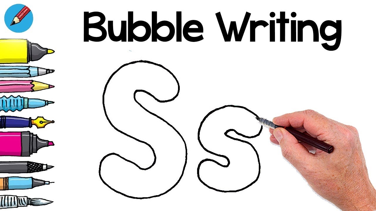 How To Draw Bubble Writing Real Easy Letter S YouTube