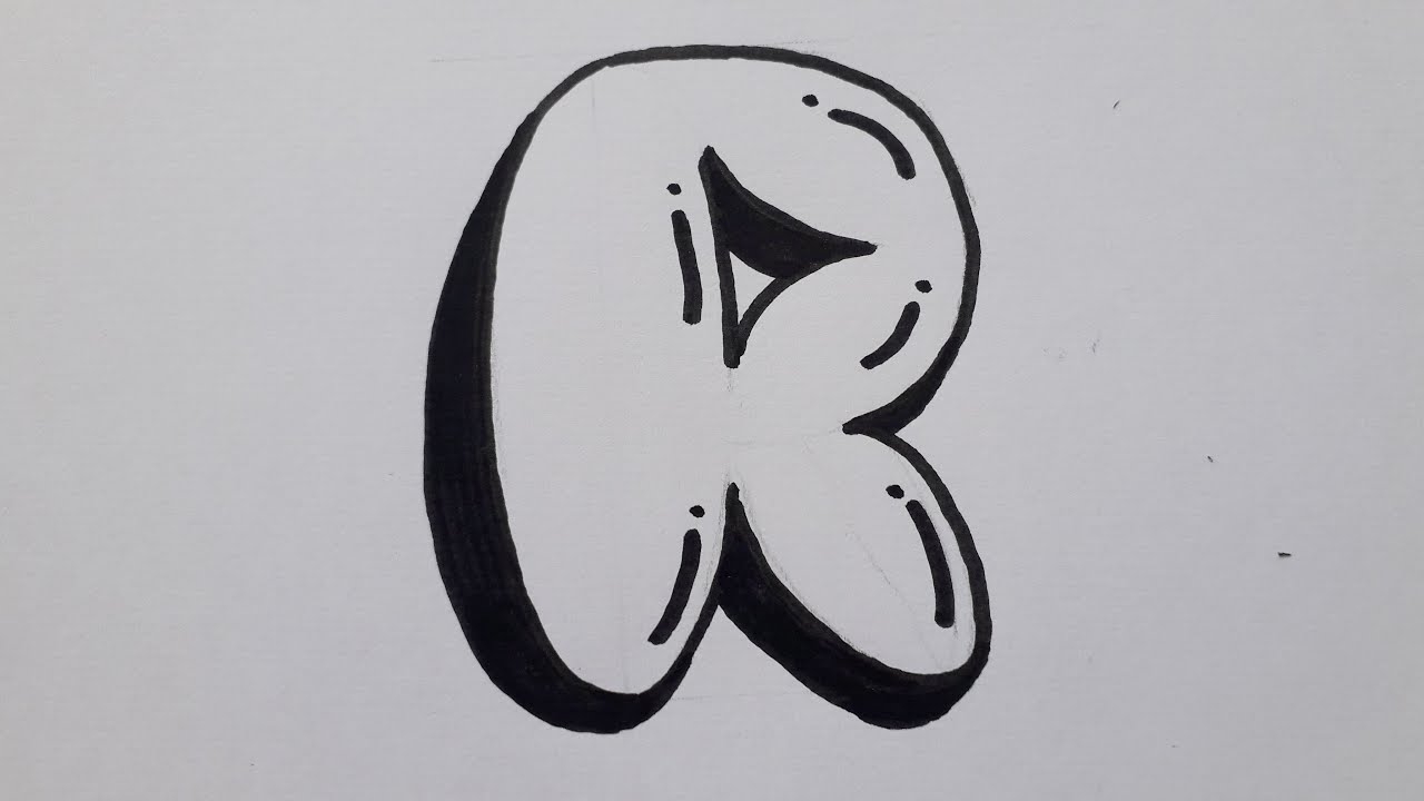How To Draw Graffiti Bubble Letter R Easy Drawing Capital Letters For Beginners Art On Paper YouTube