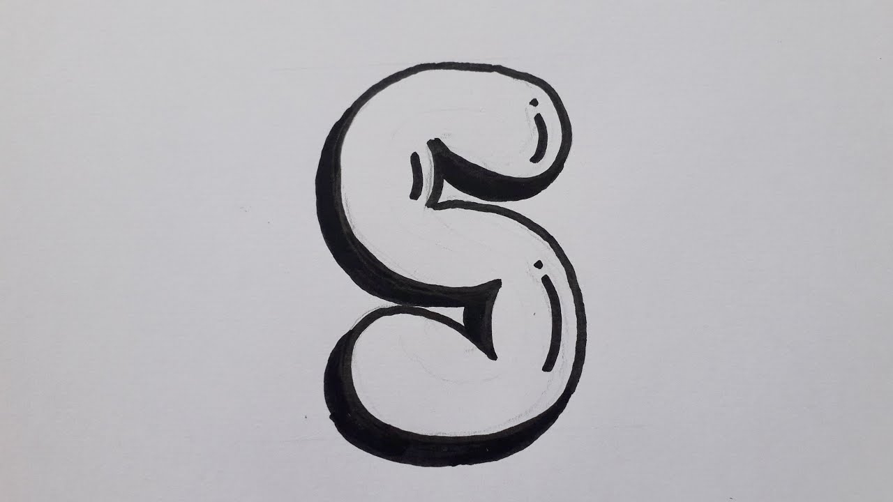 How To Draw Graffiti Bubble Letter S Easy Drawing Capital Letters For Beginners Art On Paper YouTube
