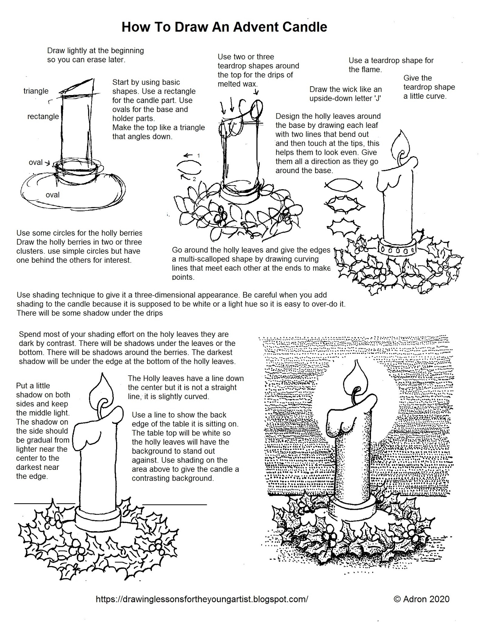 How To Draw Worksheets For The Young Artist How To Draw A Picture Of An Advent Candle Worksheet And Lesson