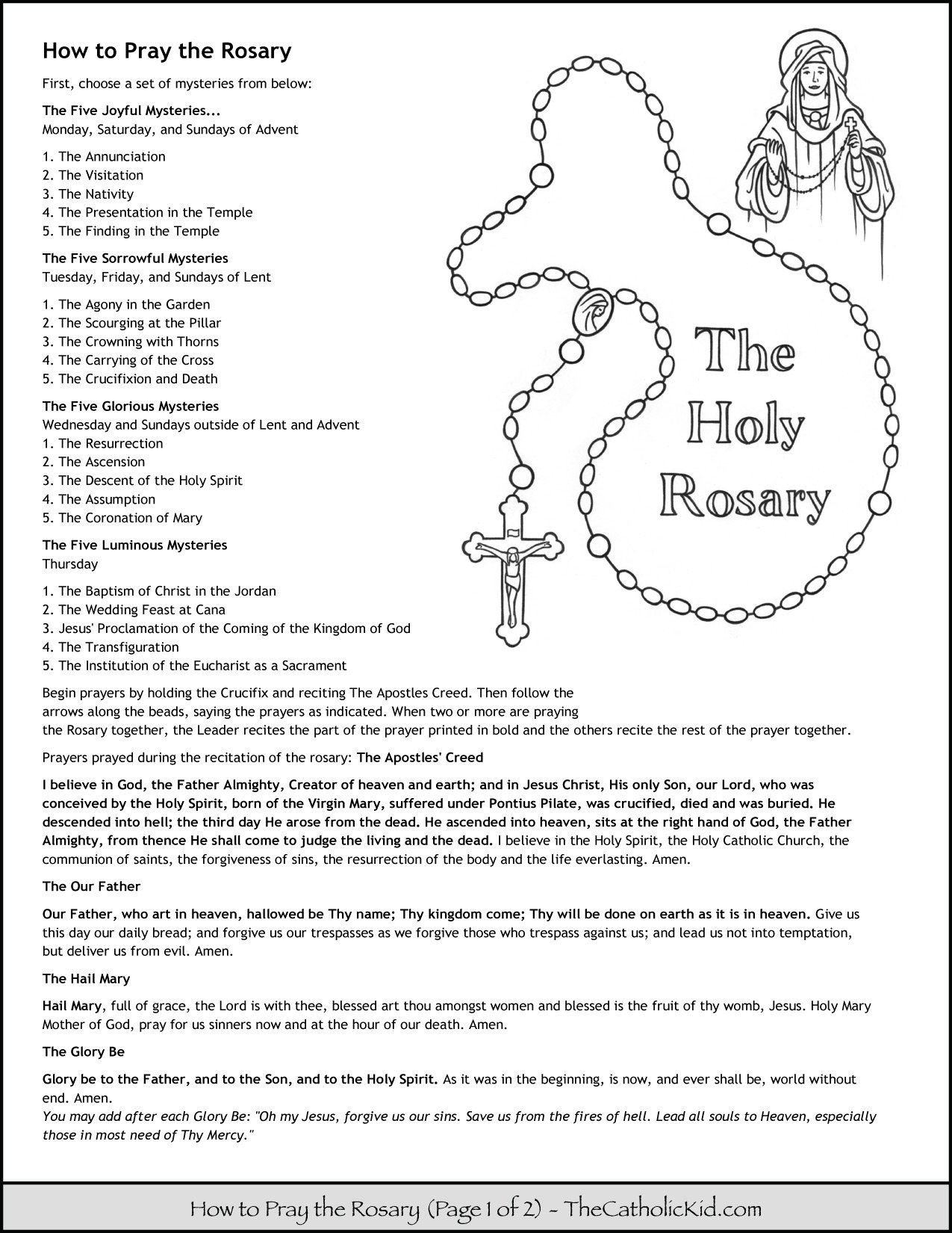 How To Pray The Rosary Coloring Page For Kids TheCatholicKid How To Pray The Rosary Coloring Page For Kids TheCatholicKid