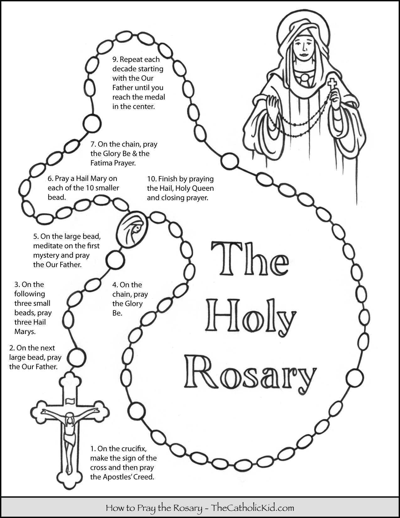 How To Pray The Rosary Coloring Page For Kids TheCatholicKid